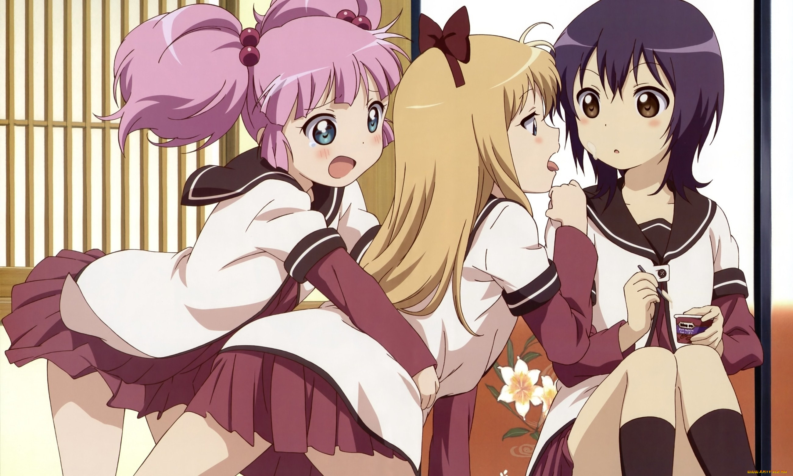 Обои Yuru Yuri Аниме Yuru Yuri, обои для рабочего стола, фотографии yuru  yuri, аниме, фон, взгляд, девушки Обои для рабочего стола, скачать обои  картинки заставки на рабочий стол.